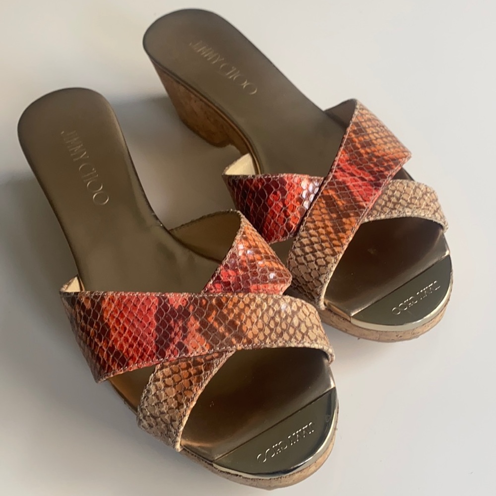 Jimmy Choo gold slides
